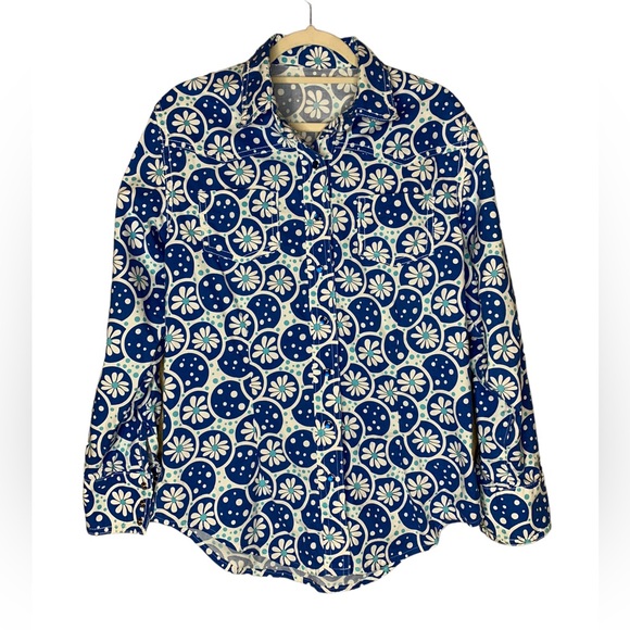 Blue Floral Western Shirt - Picture 4 of 10